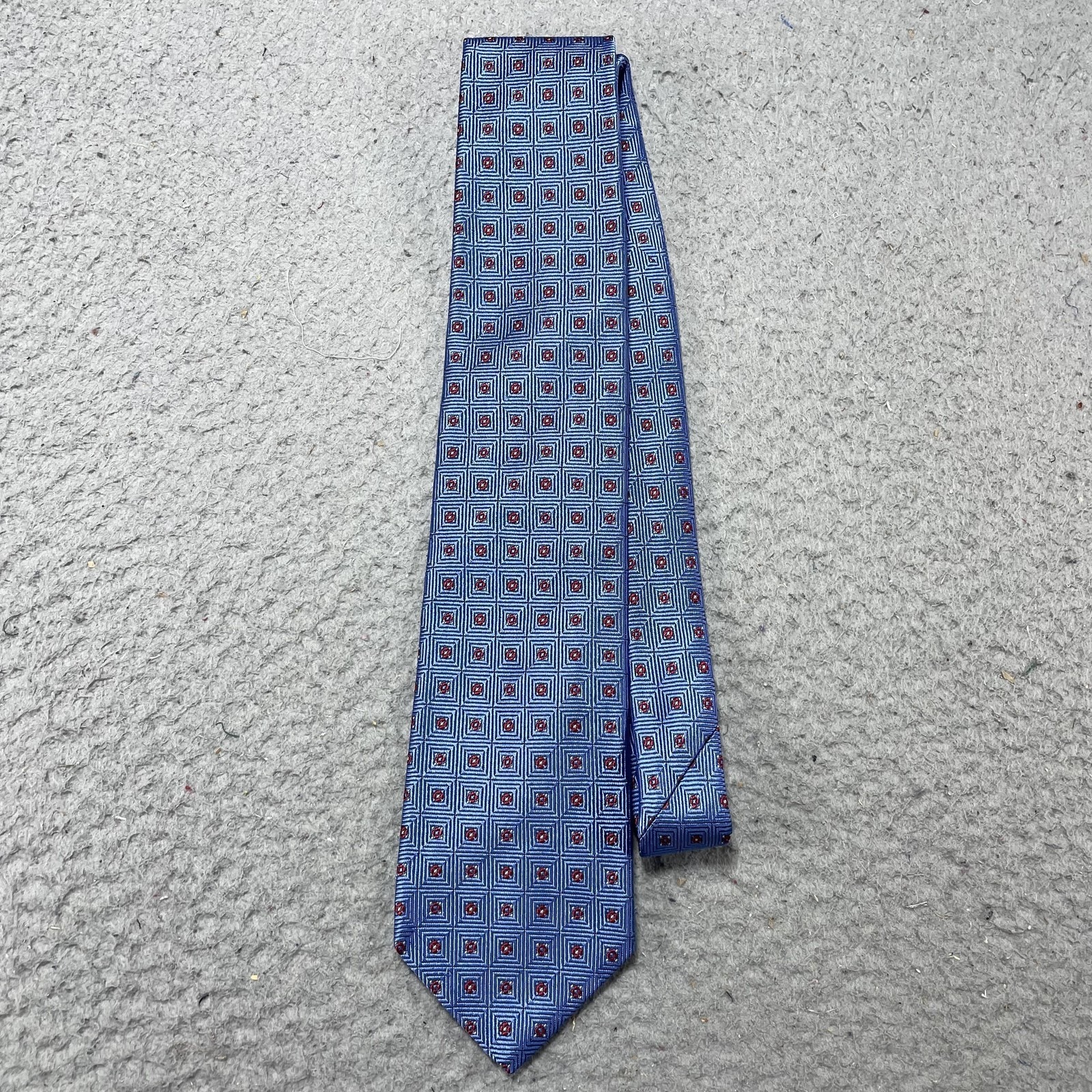 Brooks Brothers Tie Mens One Size Blue Geometric Classic Width Silk Necktie